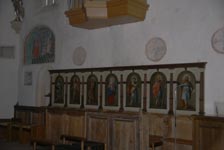 St. Moriz Kirche Chorgestühl Rechts 6 Apostel in ihrer Mitte Maria